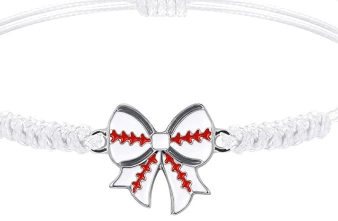 Bracelet with a baseball bow-shaped charm 